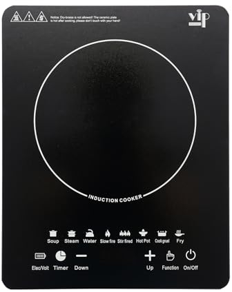Single Induction Cooker, w/Touch control, 3-Hour Timer, 8 Gears(120-2200 W), Adjustable Temperature, Auto Pot Detection & Auto Shut-off, Electric Ceramic Hob, Portable Induction Hob, 11.02 * 13.78in