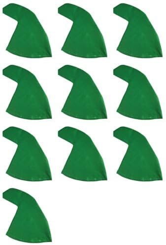 Das Kostümland 10 Zwergenmützen zum Zwerg oder Wichtel Kostüm | Fasching Mottoparty (Grün)