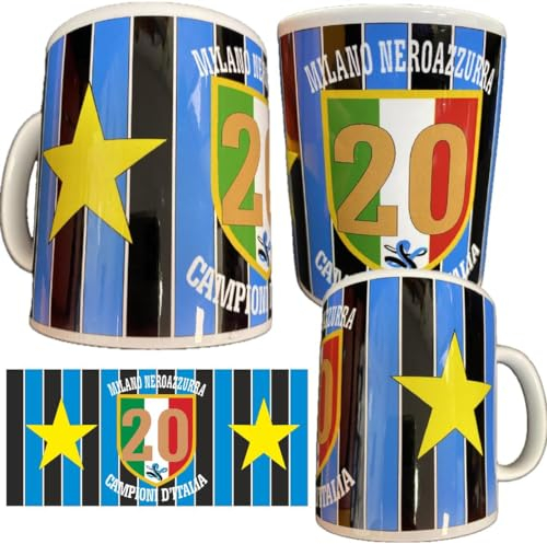 PELUSCIAMO Tazza Commemorativa NeroAzzurra Scudetto Calcio Serie A | 20 Scudetti Seconda Stella | Campioni D'Italia Internazionale PS 09370-INT-003