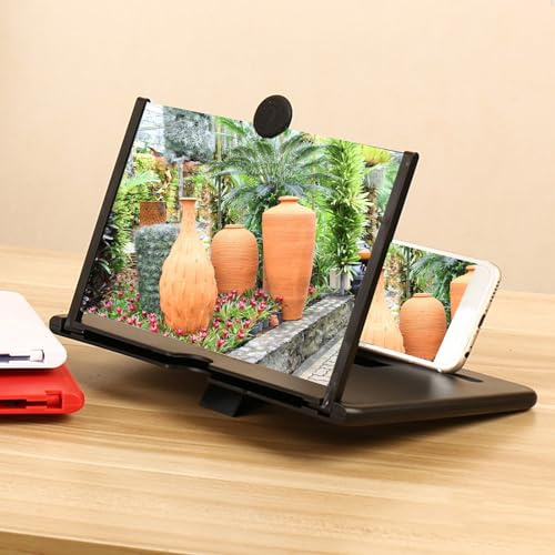 Kripyery 14/16/18 Zoll Handy-Bildschirmlupe, klappbarer Ständer, Gaming-Enhancer, tragbar für Filme, Video-Vergrößerung, 3D-Handy-Vergrößerung, Bildschirmzug-Design für alle Smartphones, Schwarz, L