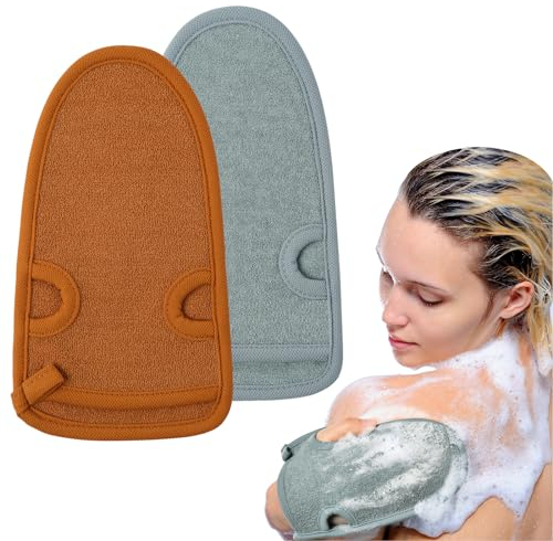 URAQT Exfoliating Gloves, 2 Pcs Deep Pore Cleansing Exfoliating Glove, Dual-Sided Deep Clean Exfoliation Scrubbing Mitt, Body Scrub Glove Bath SPA Exfoliating Mitts for Women and Men Dead Skin Remove