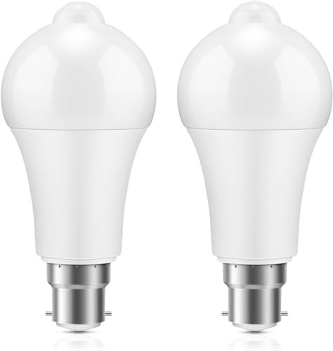 Motion Sensor Light Bulbs, Movement Activated LED Bulbs, 3000K Warm White 15W(120W Equivalent) B22 Bayonet Cap Fitting, Security Bulbs for Entrance Porch Stairs Garage Closet (3000K-Warm White)