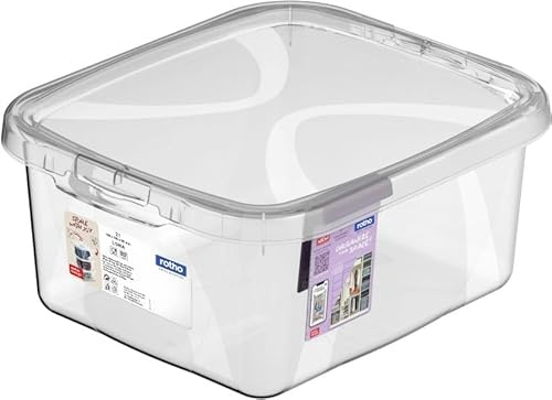 Rotho Aufbewahrungsbox Lona mit Deckel 19,8 x 16,5 cm 2 L transparent Aufbewahrungsbox