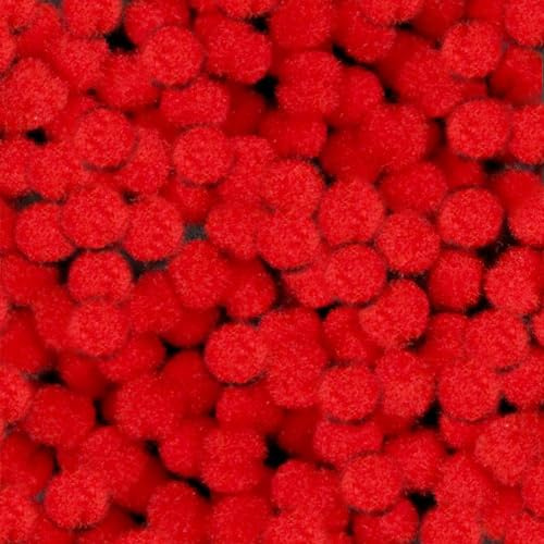 Mikro-Pompons, 3 mm, 100 Stück, winzige, weiche Kugeln zum Basteln, weiß, schwarz, rot, grün oder gemischte Farben, Ornamente, Miniatur-Kränze (rot)