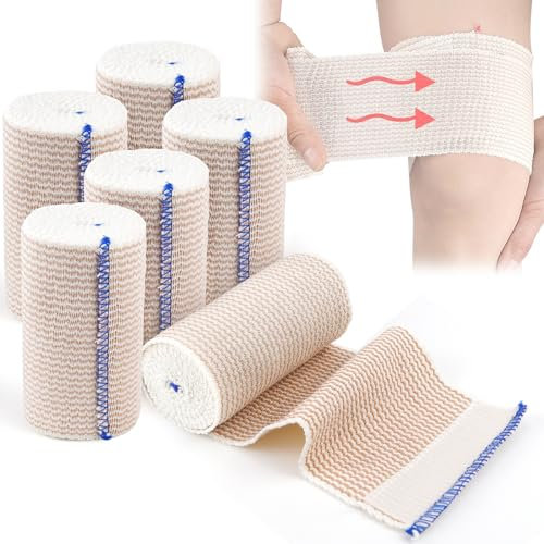 Mumjooyi Venda Elástica 6 Pcs Venda Compresiva Lavable Reutilizable con Velcro Adhesivo Vendaje Deportivo para Esguinces Deportivos Soporte para Piernas Brazos y Tobillos