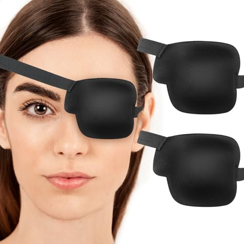 2 Stück Augenklappe Medizinisch,Ymapinc 3D Eye Patches Verstellbare Augenklappe Monokulare Augenmaske für das linke Auge Amblyopie Strabismus Postoperative Augenwiederherstellung Erwachsene