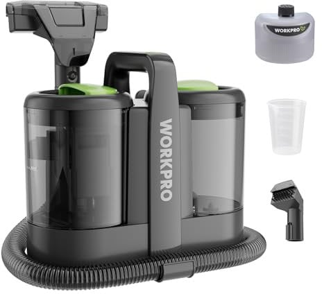 WORKPRO Aspiradora de Agua Tapiceria, Limpiador de Tapicerias de 450W, Aspiradora para Alfombras con Detergente, Limpia Moquetas, Maquina Aspirador para Tapicerias, Sofá, 75 dB