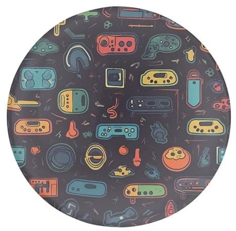 Circular Glass Fridge Magnets,Game Video Gaming Pattern Print Fridge Magnets,Refrigerator Glass Sticker,Art Magnet Refrigerator Decoration
