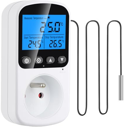 INKBIRDPLUS Prise Thermostat Numérique, Régulateur de Température Thermostat Chauffage Refroidissement, 4 Modes avec Minuterie, Ecran LCD pour Reptile Terrarium Aquarium Maison