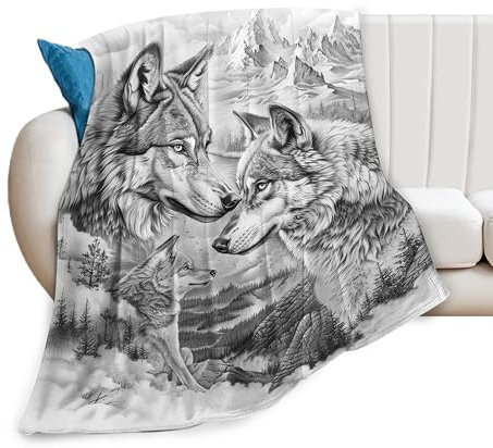 Wolfs-Überwurfdecke, gemütliches Fleece-Flanell, grau und weiß, Decke, Bettwäsche, Wolfsstoff, Geschenke für Männer, Frauen, Jungen, Mädchen, Teenager, Erwachsene, für Couch, Sofa, Bett, Dekoration,