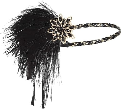 Votvlog Serre-tête 1920 Bandeau de plumes pour femme, bandeaux pour cheveux de cabaret moderne style années 1920, accessoires de costume de carnaval pour femme