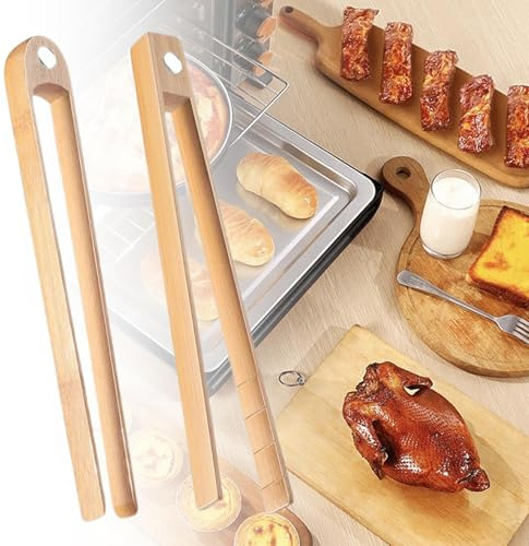2 Stück Magnetische Toastzange 22cm Küchenzange Holzzange Grillzange Wiederverwendbare Zange Für Toast, Obst, Brot Und Gurken