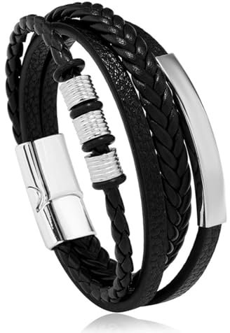 NOPKESV 1 Stück Lederarmband für Männer für ihn Geburtstagsgeschenk Valentinstagsgeschenk Vatertagsgeschenk