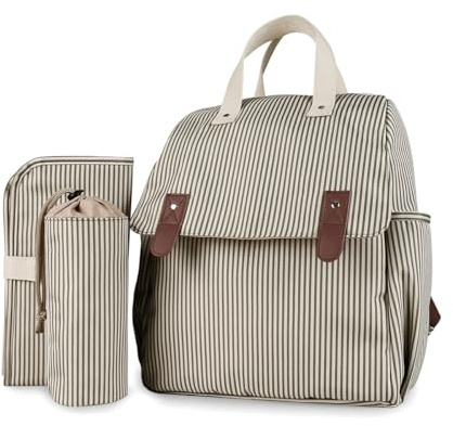 SONARIN Versatile Baby Changing Bag Backpack,Multifunctional Diaper Bag Nappy Changing Bag Maternity Bag Convertible Shoulder Bag Tote Bag with Changing Pad & Insulated Bottle Bag(Khaki)