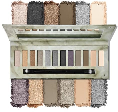 KYDA 12 Color Smokey Grey Eyeshadow Palette, Creamy & Blendable Contouring Eye Shadows, Highly Pigmented Long Lasting Eye Makeup Palette for Natural Makeup