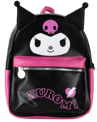 Cerdà Hello Kitty Rucksack - Kunstleder - Kuromi-Motiv - Schwarz und Rosa
