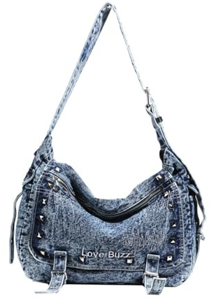 CORIOS Damen Jeans Umhängetasche Große Handtasche Leichtgewicht Schultertasche Retro Henkeltaschen Casual Tragetasche Multifunktionale Tote Beutel für Shopper Reise Arbeit Alltag