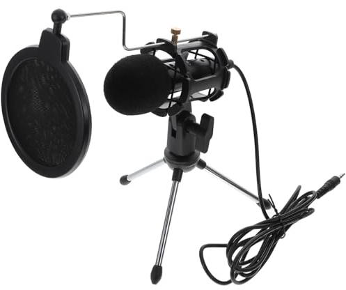 LABRIMP Kondensatormikrofon 3,5mm für PC und Laptop mit Tischstativ | Aluminiumlegierung und Abs, Plug And Play mit Gummifuß, für Broadcast und Remote Work Anrufe