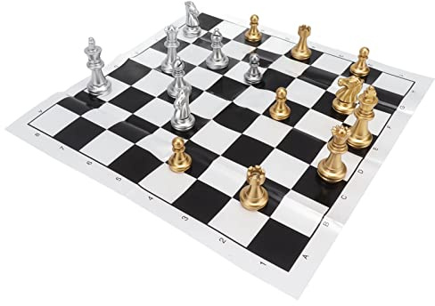 ZDETGU Klassisches Schachspiel mit Stabiler Aufbewahrungsbox aus Eisen für Reisen zu Hause und Zum Verschenken (Goldene Box)