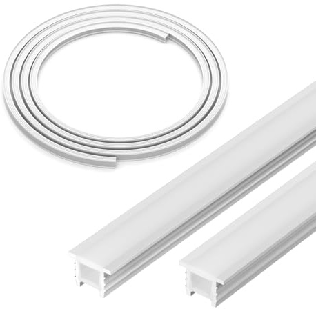 FCOB T1212 3M Profilé Goulotte en Silicone Néon Blanc Lait 120° Éclairage | par Réflexion Flexible DIY pour Bandes LED COB SMD ≤10mm (Bandes LED Non Incluses)