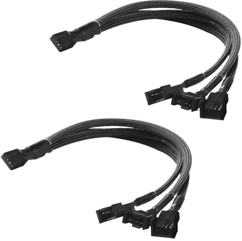 newatty Lot de 2 répartiteurs de ventilateur PWM de 1 à 3, 4 broches - Câble d'extension tressé de 30 cm - Câble adaptateur répartiteur en Y pour châssis d'ordinateur PC et refroidisseur de processeur