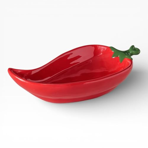 BOLTZE Schale Peperoni Servierschale Antipastischale Schüssel Porzellan rot L22,5 cm