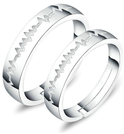 RDSGYZ Eheringe Paarpreis, Verlobungsringe Silber 925 Verstellbar Herzschlag Partnerringe Pärchen Ringe für 2