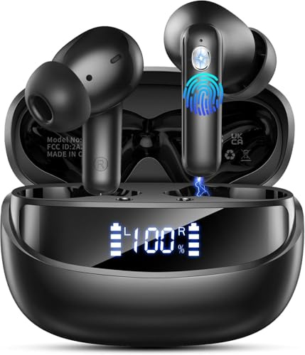 Bluetooth Kopfhörer, 2026 Kopfhörer Kabellos Bluetooth 5.4, 50 Std Spielzeit In Ear Kopfhörer HiFi Stereo mit 4 ENC Noise Cancelling Mics, IP7 Wasserdicht Kabellose Kopfhörer, Ohrhörer mit LED-Anzeige