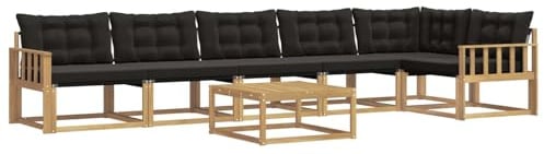 vidaXL Outdoor-Sofagarnitur 7 pcs Weiß und Schwarz 79 x 79 x 37 cm, Garten Sofa für draußen, modernes Lounge Set, langlebige Möbel für die Terrasse, bequemes Sitzen