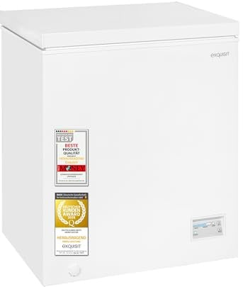 Exquisit Congelatore da 142 l, classe energetica E, congelamento rapido, modalità di raffreddamento, 20 ore di conservazione, silenzioso 40 dB, GT5150-E-041E, bianco