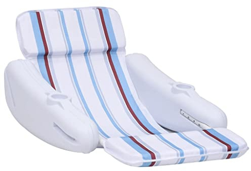 Mangloder Pool Liegestuhl 140 x 83 x 60 cm, aufblasbare Schwimminsel aus HDPE und Polyester, Badeinsel mit Rückenlehne, Getränkehalter und Griffen, für Schwimmen, Treiben, Entspannen