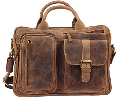 Greenburry Vintage Aktentasche Leder Arzt-Diplomaten-Tasche 32x6x27cm Business-Tasche Ledertasche