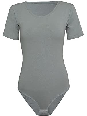 Evoni Damen Body kurzarm grau XL