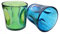 YALOS Set Coppia Bicchieri 2 Colori Misti Murano Collection Happy drink Bicchieri Acqua Vino Liquore ø mm.90 x h mm.90 Vetro di Murano made in italy (blue sky/verde erba)