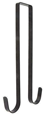 Norgail 12 Inches Double Side Wreath Hanger Over The Door - Large Wreath Metal Hook for Christmas Wreath Front Door Hanger - Holds 2 Wreaths with This 2 Sided Hanger - Premium Sturdy Metal Black