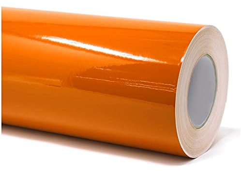 Finest Folia (7€/m² Plotterfolie Möbelfolie glänzend Glanz Klebefolie Küchenfolie selbstklebende PVC Folie 63cm Medienbreite (034 Orange, 5 Meter)