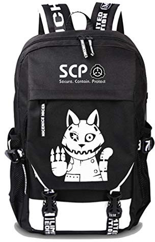 WANHONGYUE SCP Anime Cosplay Rucksack Schultasche Laptop Backpack mit USB-Ladeanschluss Schwarz / 3