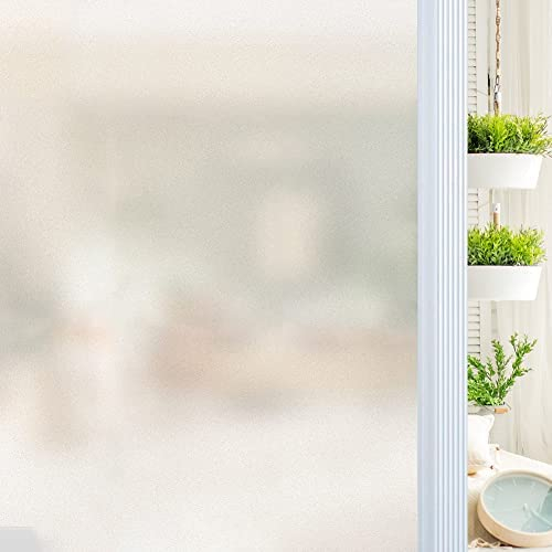 Qualsen Fensterfolie Blickdicht milchglasfolie selbstklebend Fenster, Fensterfolie Selbsthaftend Anti UV Fenster Folie Blickschutz Für Zuhause Badzimmer Büro (44.3 x 200 cm)