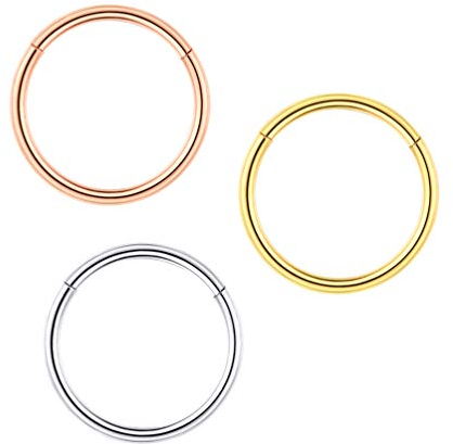 PROSTEEL 3 Stücke 20G/0,8mm Universal Piercings für Tragus Helix Ohr Nase Lippe Brust Edelstahl/18k vergoldet 8mm Nasenringe Set Körper Piercings Schmuck für Damen Herren