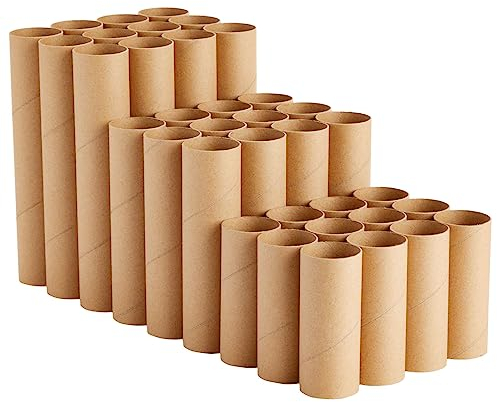 Braune Kartonröhren zum Basteln, Papierrollen für Klassenzimmer und Kunstprojekte, 36 Stück (3 verschiedene Größen)
