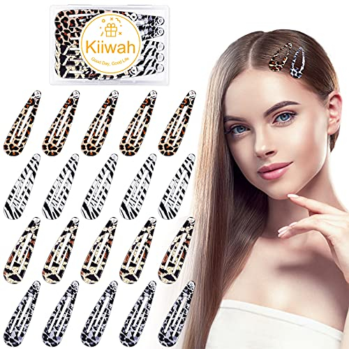Haarspangen Damen, 20 Stück Große Snap Haarspangen, Metall Leopard Snap Haarclips, Haarclips Groß Haarschmuck mit Box für Damen Mädchen (Vier Muster)