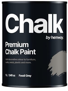 Hemway - Premium Chalk Paint - Fossil Grey 1 L | Chalky Matt Shabby Chic Finish for Interior Furniture & Walls | Quick Dry & 1 Coat