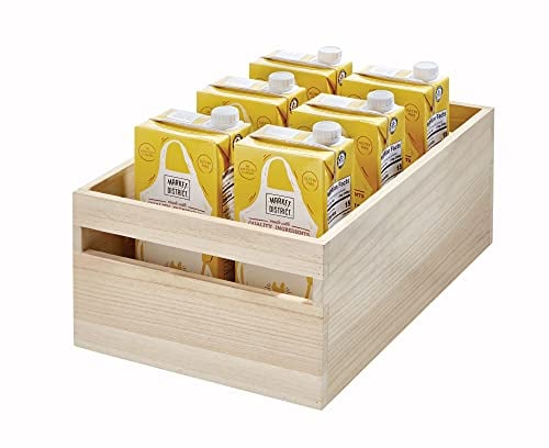 iDesign EcoWood Kitchen Storage Box, Container Made from Eco-Friendly Paulownia Wood, for Kitchens, Bathrooms and More, Beige, 38.1x25.4x15.7cm