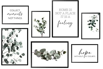 Postertech® Mood Poster Set, Bilder als Wanddeko, Wohnzimmer & Schlafzimmer Natur Lifestyle Mode Collage Wand (Ohne Rahmen - DIN A4 & DIN A3, Eukalyptus Pflanzen)