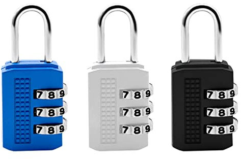 3PCS 3 Digit Combination Padlock Keyless Digit Security Padlocks Resettable Code Locks Suitcase Combination Locks Outdoor Waterproof Coded Padlock Small Number Lock Padlock for Gym Locker Bike Zip