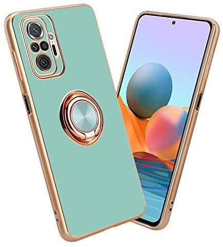 Cadorabo Hülle kompatibel mit Xiaomi RedMi Note 10 PRO Schutzhülle TPU Silikon Case mit Ring Design mit Kameraschutz Slim Kratzfest Gummi Case Hülle für Xiaomi RedMi Note 10 PRO in Türkis