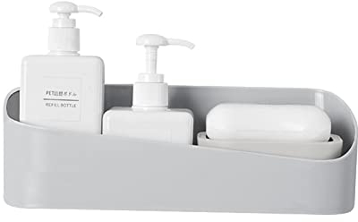 Torytoe Duschablage Ohne Bohren Badezimmer Regal Wasserdichte Duschregal Kunststoff Duschkörbe mit Ablauföffnungen für Küchen und Badezimmer, Grau