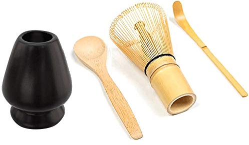Nicfaky de batidor de té verde matcha - batidor+cuchara+cuchara de té+soporte para batidor negro