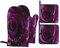 Handschuhe Und Topflappen-Set, Rose Lila 3D-Blumen-Blumen Kochhandschuhe Stylische Topfhandschuhe Waschbarer Backhandschuhe Für Küche Zubehör Dekoration Cafe