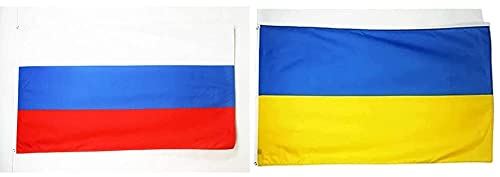 AZ FLAG Flagge Russland 90x60cm - RUSSISCHE Fahne 60 x 90 cm - flaggen Top Qualität & Flagge Ukraine 90x60cm - UKRAINISCHE Fahne 60 x 90 cm - flaggen Top Qualität